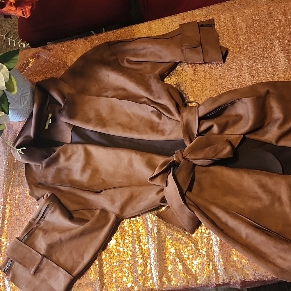 Brown Suede Trench coat
